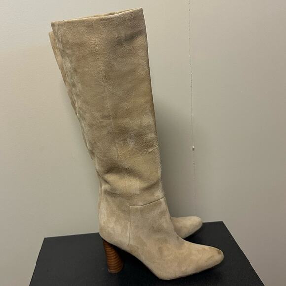 Vince Women's Highland Knee High Boots Dune Suede Beige Size 5 Heeled Leather - Picture 6 of 11